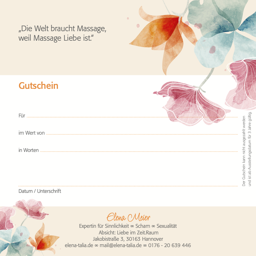 Gutschein für Tantra Massage Hannover